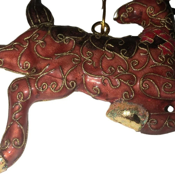 Vintage Deer Cloisonne Art Enameled Inlayed RARE Christmas Xmas Tree Ornament - Picture 6 of 7